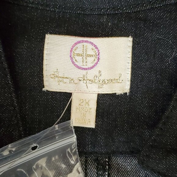 Hot In Hollywood 2XL Black Embellished Open Front Jacket Sparkling Crystal - Picture 7 of 15